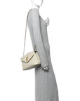 Calfskin Y Quilted Monogram Small Loulou Chain Satchel Crema Soft
