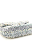 Tweed Quilted Mini Rectangular Flap Light Green Silver White