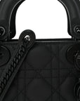 Ultra Matte Calfskin Cannage Mini Lady D1OR Black