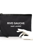 Linen Canvas Rive Gauche Zipped Pouch Black