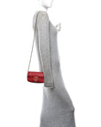 Calfskin Matelasse Super Mini GG Marmont Shoulder Bag Hibiscus Red