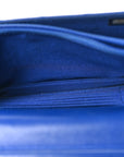 Lambskin Quilted Square Wallet On Chain WOC Blue