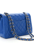 Caviar Quilted Small Double Flap Blue