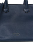 Derby Calfskin House Check Medium Banner Tote Ink Blue