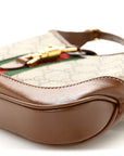 GG Supreme Monogram Azalea Calfskin Web Mini Jackie 1961 Hobo Beige Ebony Brown Sugar