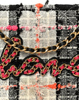 Tweed Calfskin Signe Wallet On Chain WOC Black Pink Orange