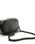 Calfskin Matelasse Monochrome Small GG Marmont Chain Shoulder Bag Black