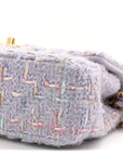 Tweed Quilted Pearl Twist Mini Rectangular Flap Purple