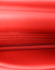Grained Calfskin Quilted CC Box Wallet On Chain WOC Red