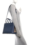Derby Calfskin Vintage Check Medium Banner Tote Regency Blue