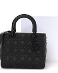 Ultra Matte Calfskin Cannage Medium Lady D1OR Black