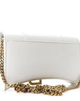 Shiny Box Calfskin Hourglass Chain Bag White