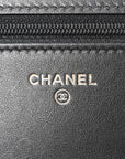Calfskin Quilted Maxi Pearl Wallet On Chain WOC Black