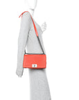 Wrinkled Lambskin Chevron Quilted Medium Boy Flap Orange