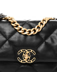 Lambskin Quilted Medium CHNL 19 Flap Black