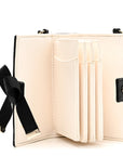 Lambskin Quilted Book Card Holder on Chain Black