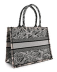 Canvas Embroidered Medium Plan De Paris Book Tote Grey Black