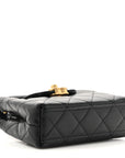 Shiny Aged Calfskin Quilted Mini Nano Kelly Shopper Black