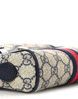 GG Supreme Monogram Textured Dollar Calfskin Web Mini Ophidia Shoulder Bag Beige Blue