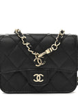 Caviar Quilted Mini Clutch With Chain Black