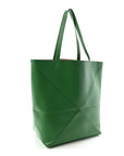 Shiny Calfskin XL Puzzle Fold Tote Tropical Green