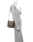 Grained Calfskin La Medusa Flap Shoulder Bag Taupe