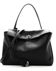 Natural Smooth Calfskin Medium Rodeo Top Handle Handbag Black