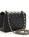 Lambskin Quilted Mini Rectangular Flap Black