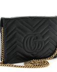 Calfskin Matelasse GG Marmont Chain Wallet Black