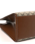 GG Supreme Monogram Azalea Calfskin Small Retro Interlocking G Tote Bag Beige Ebony Brown Sugar