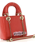 Calfskin Beaded Mini Lady D1OR Rouge Multicolor