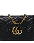 Calfskin Matelasse GG Marmont Chain Wallet Black