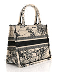 Canvas Embroidered Small Zodiac Toile De Jouy Book Tote Latte