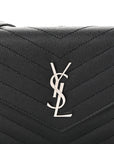 Grain De Poudre Matelasse Chevron Monogram Envelope Chain Wallet Black