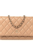 Caviar Quilted Wallet on Chain WOC Beige