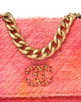 Wool Tweed Lambskin Quilted CHNL 19 Wallet On Chain WOC Coral Pink