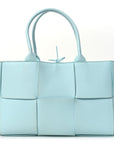 Grained Calfskin Maxi Intrecciato Small Arco Tote Pale Blue