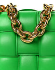 Lambskin Maxi Intreccio Padded Chain Cassette Crossbody Bag Racing Green