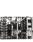 Lambskin Graffiti Printed Medium Double Flap Black Silver