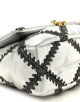 Metallic Calfskin Crochet Medium CHNL 19 Flap Silver
