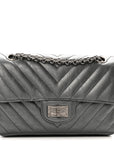 Metallic Aged Calfskin Chevron Quilted 2.55 Reissue Mini Flap Grey