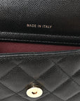 Caviar Quilted Flap Phone Holder With Chain Black
