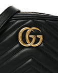 Calfskin Matelasse Mini GG Marmont Chain Shoulder Bag Black