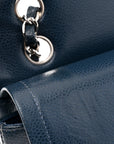 Caviar Quilted Medium Double Flap Navy