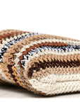 Cotton Crochet Stripe Vertical Tote Bag Naturale