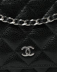 Caviar Quilted Wallet on Chain WOC Black