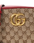 Monogram Azalea Calfskin Matelasse Diagonal Small GG Marmont Chain Shoulder Bag Beige Ebony New Cherry Red