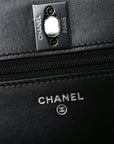 Lambskin Quilted Trendy CC Wallet On Chain WOC So Black