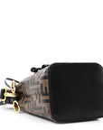 Vitello Liberty F is FNDI Bi-Color FF 1974 Embossed Mini Mon Tresor Bucket Bag Maya Black