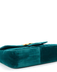 Velvet Matelasse Mini GG Marmont Shoulder Bag Pavone Cyan